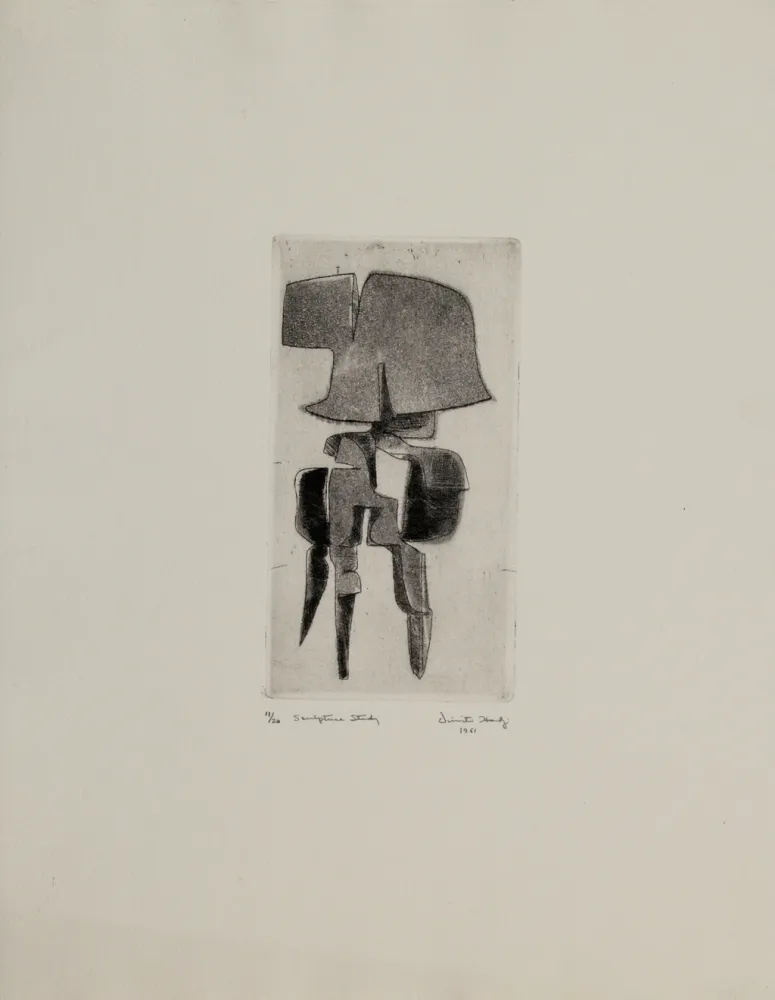 Aguafuerte Y Aguatinta Hadzi - Sculpture Study