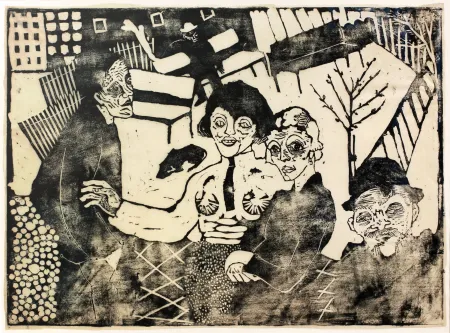 Grabado En Madera Hamerschlag - Im Hof (At the courtyard)