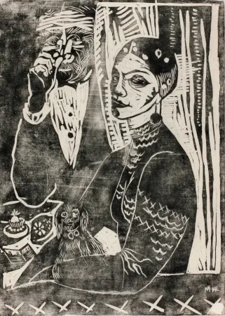 Grabado En Madera Hamerschlag - In der Loge - Selbstporträt (At the Loge - Selfportrait)