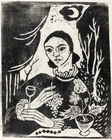 Grabado En Madera Hamerschlag - Selbstporträt (Selbstbildnis mit Zigarette)