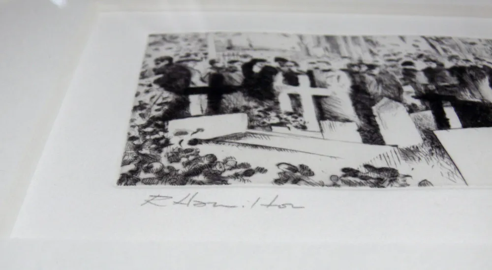 Aguafuerte Hamilton - With unfeigned regret (Illustration for James Joyce’s ‘Ulysses’, 1989)