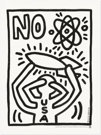 Serigrafía Haring - Anti Missile Demo Poster