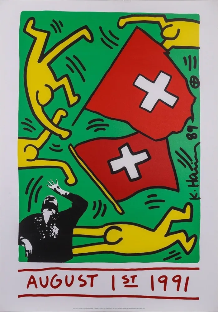 Serigrafía Haring - August 1 1991 (Switzerland 700 years), 1991 - Very large!