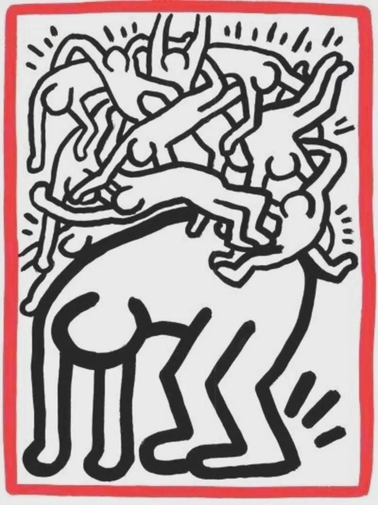 Litografía Haring - Fight Aids Worldwide