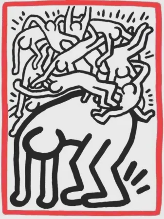 Litografía Haring - Fight Aids Worldwide