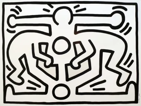 Serigrafía Haring - Growing #2 (B&W) 