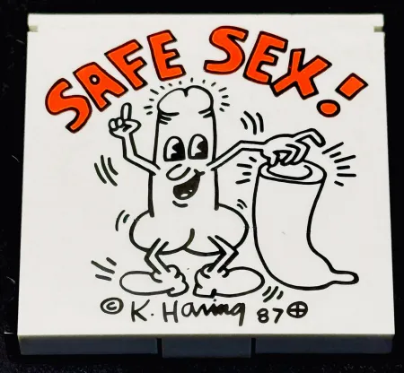 Sin Técnico Haring - Keith Haring (1958–1990) - Safe Sex! - Condom holder with clip - 1987