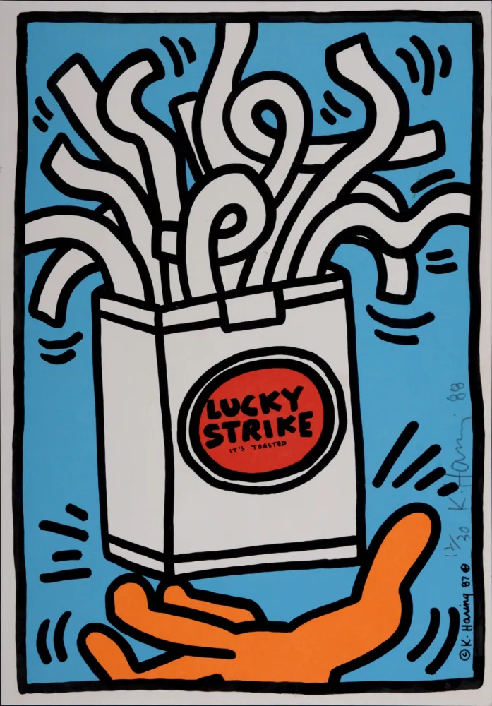 Serigrafía Haring - Lucky Strike, 1987  Hand signed, Edition of 30 