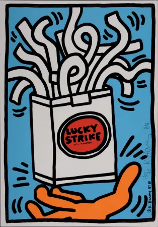 Serigrafía Haring - Lucky Strike, 1987  Hand signed, Edition of 30 