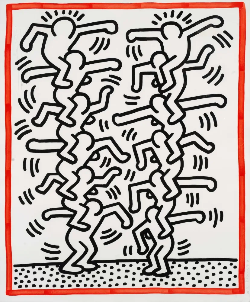 Litografía Haring - Untitled (People ladder)