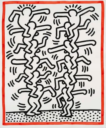 Litografía Haring - Untitled (People ladder)