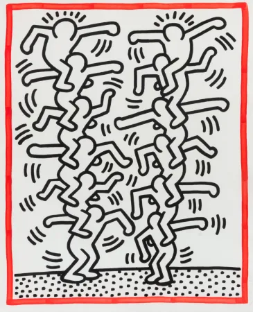 Litografía Haring - Untitled (People ladder), 1985