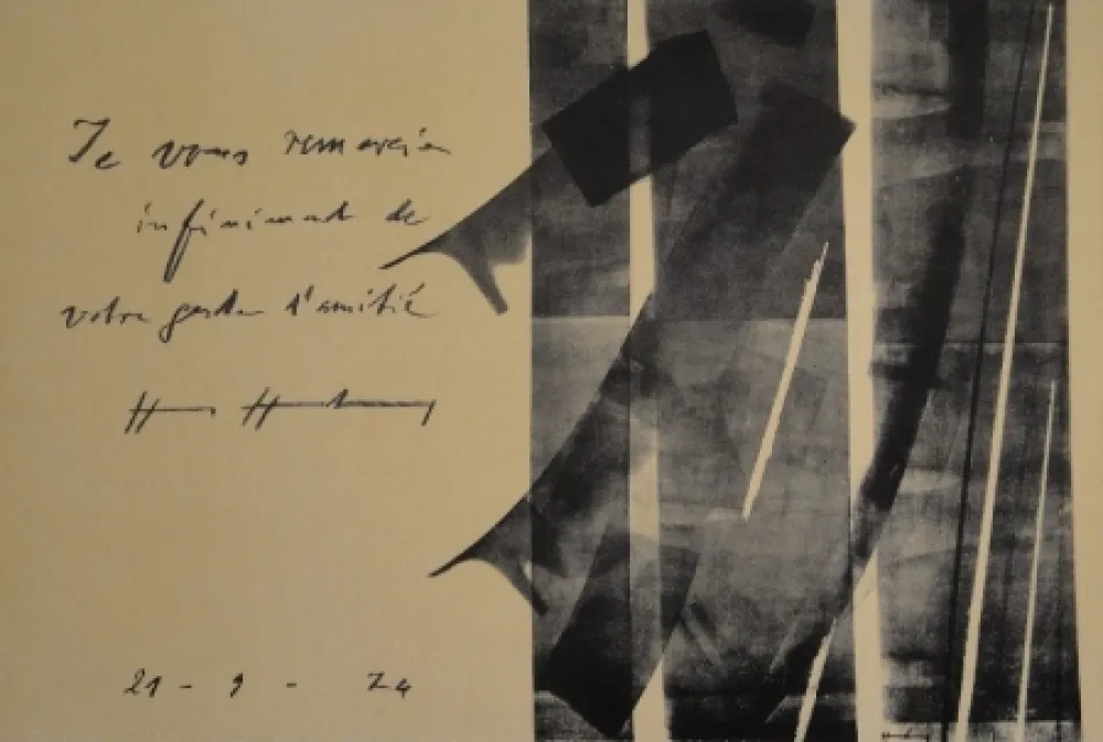 Litografía Hartung - E vous remercie infiniment de votre geste d’amitié