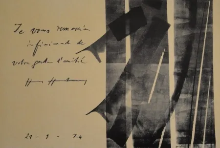 Litografía Hartung - E vous remercie infiniment de votre geste d’amitié