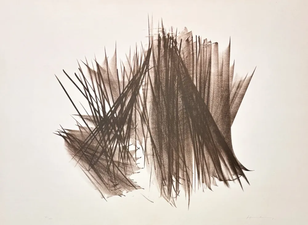 Litografía Hartung - Hans Hartung (1904–1989) – L 115 – Lithograph on BFK Rives vellum paper – 1964