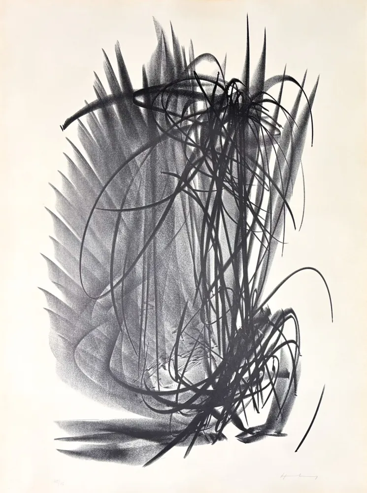 Litografía Hartung - Hans Hartung (1904–1989) – L 121 – Lithograph on BFK Rives vellum paper – 1964