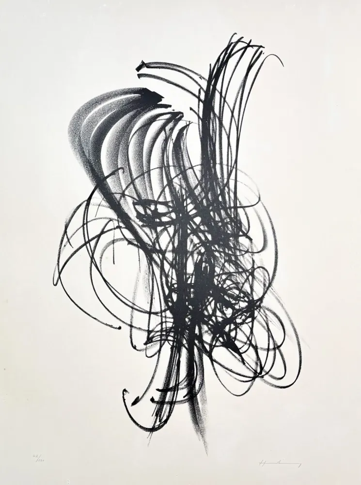 Litografía Hartung - Hans Hartung (1904–1989) – L 38 – Lithograph on BFK Rives vellum paper – 1958