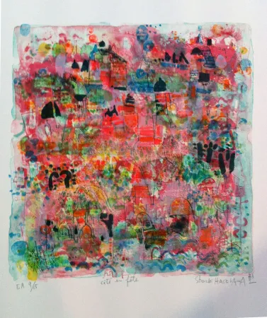 Litografía Hasegawa - Cité en fete 