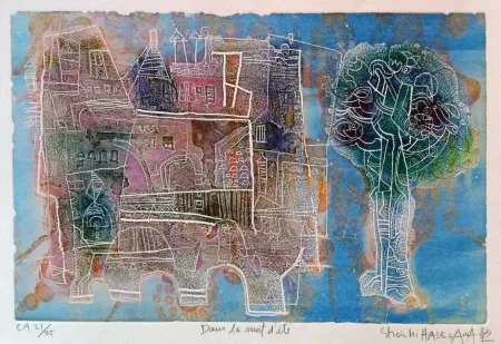 Grabado Hasegawa - Dans La nuit d'été 