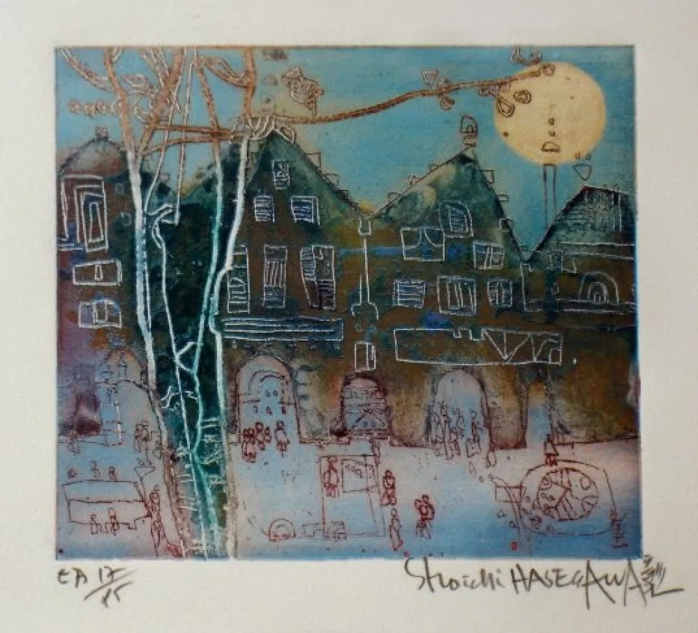 Grabado Hasegawa - Regard sur Frankfort 