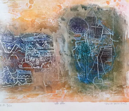 Grabado Hasegawa - Ville bleue 