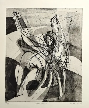 Aguafuerte Hayter - Angels wrestling