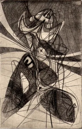 Aguafuerte Hayter - (Greeting card for 1946-47)