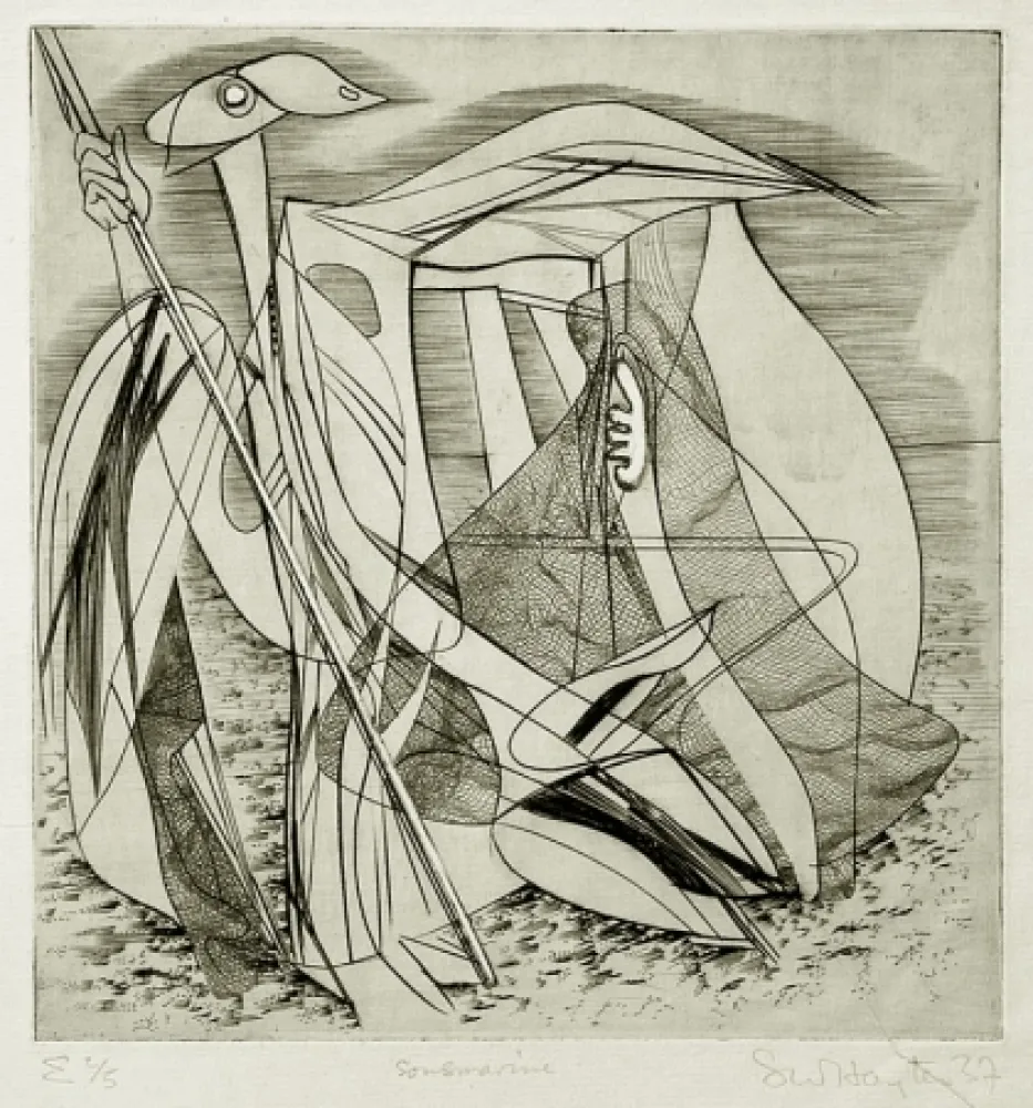 Aguafuerte Hayter - Sousmarine