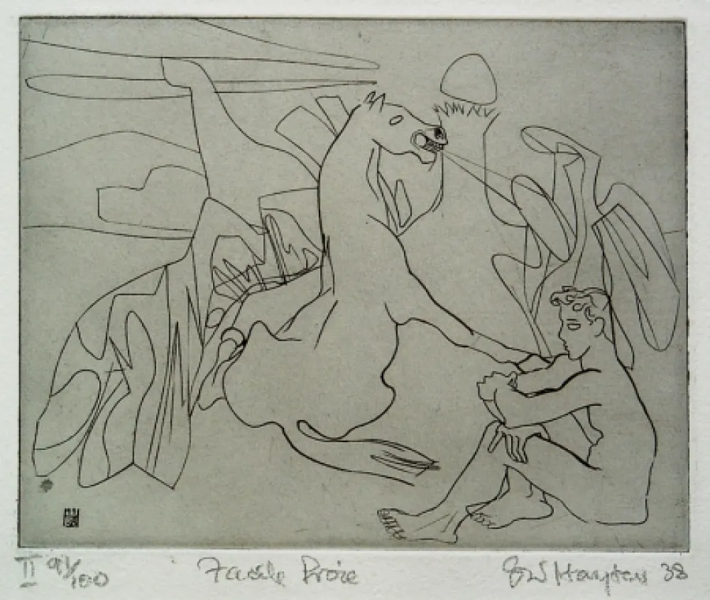 Aguafuerte Hayter - Untitled (Facile Proie)