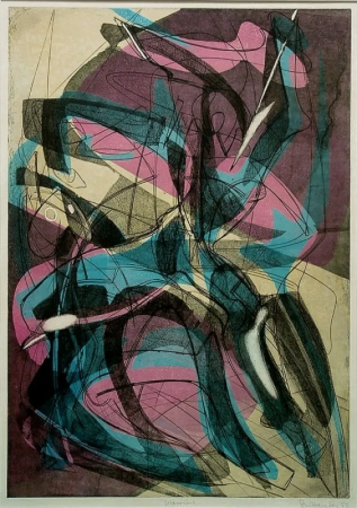 Aguafuerte Hayter - Warriors (Guerriers)