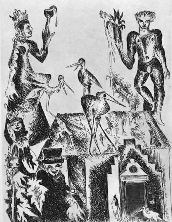 Aguafuerte Haz - Le cicogne