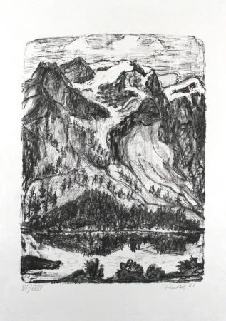 Litografía Heckel - Berghang am See