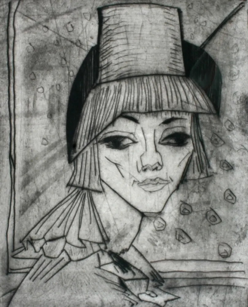 Punta Seca Heckel - Madchen Mit Hohem Hut