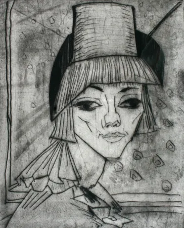 Punta Seca Heckel - Madchen Mit Hohem Hut