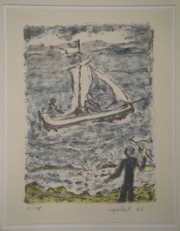 Litografía Heckel - Segelschiff (Segelboot)