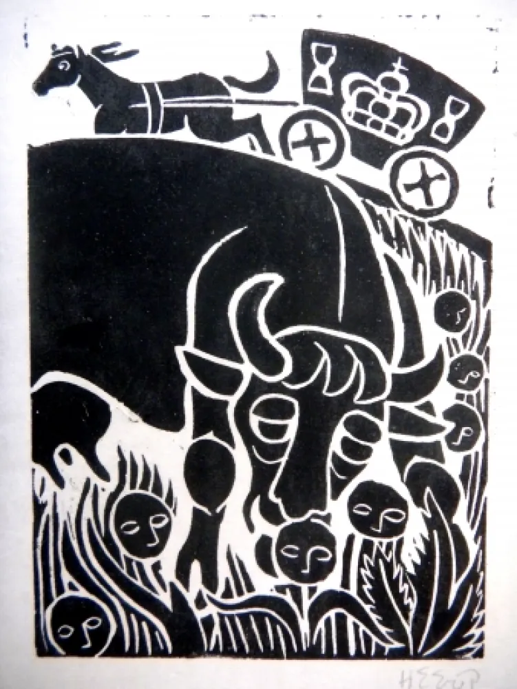 Linograbado Heerup - Grass I