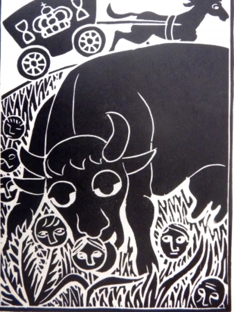 Linograbado Heerup - Grass II