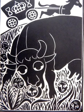 Linograbado Heerup - Grass II