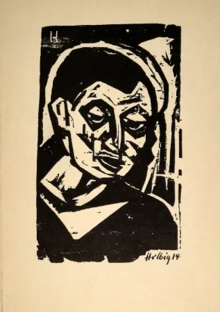 Grabado En Madera Helbig - Männlicher Kopf
