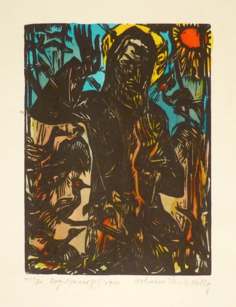 Grabado En Madera Helbig - Vogelpredigt. 