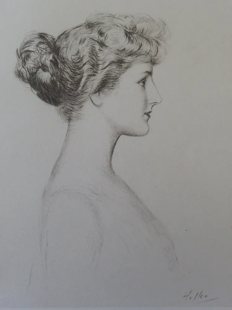 Grabado Helleu - Femme de profil