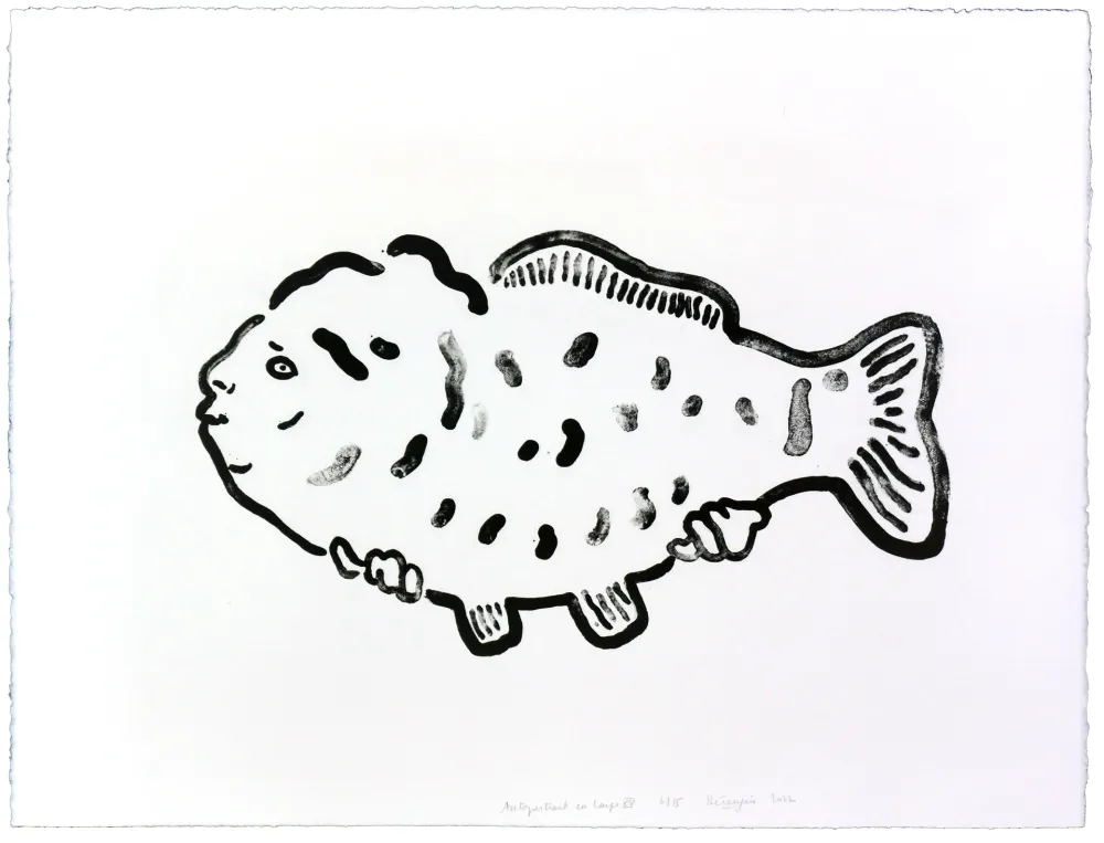 Litografía Henin - Auportrait en carpe XV