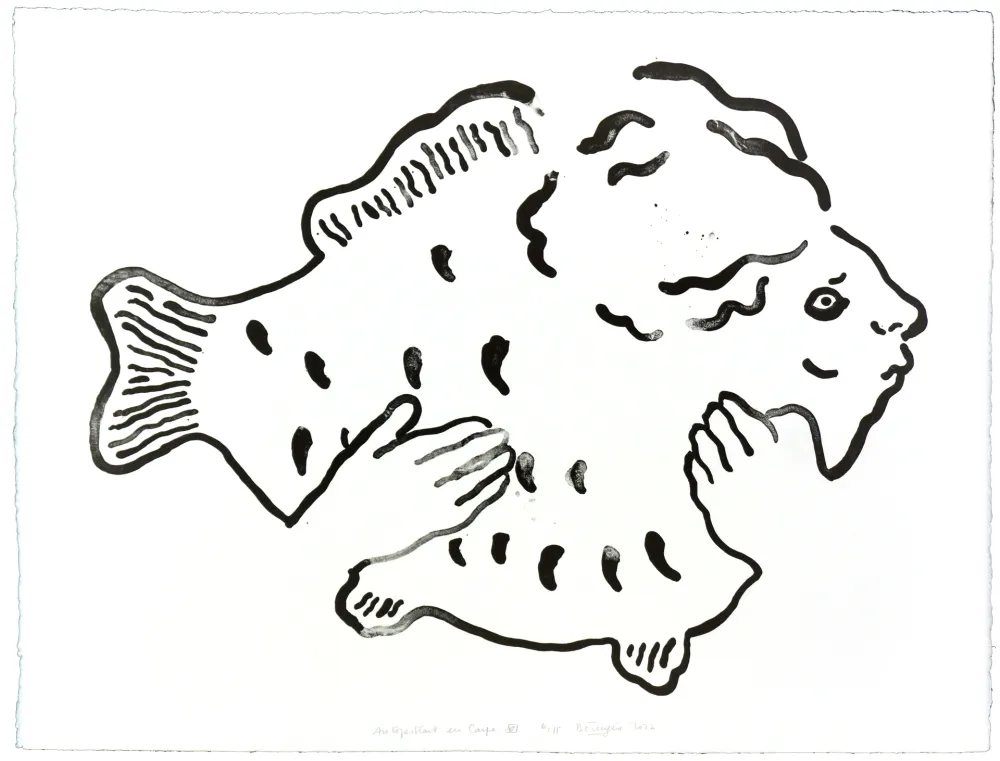 Litografía Henin - Auportrait en carpe XVI