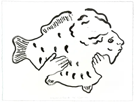 Litografía Henin - Auportrait en carpe XVI