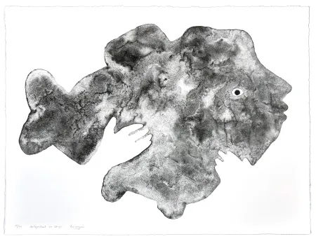 Litografía Henin - Autoportrait en Carpe