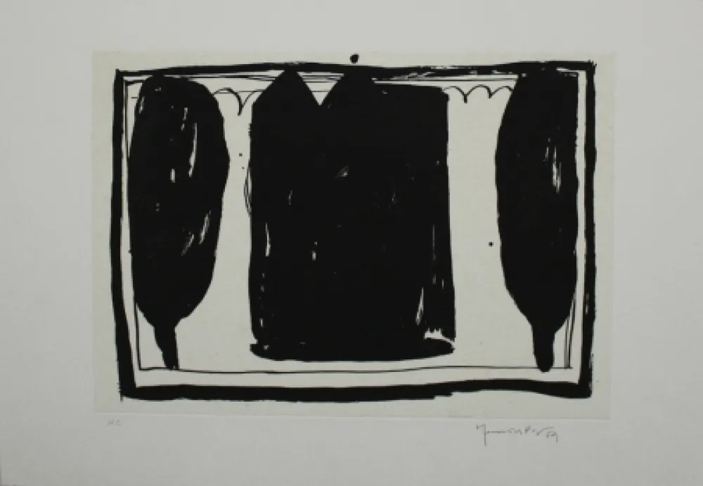 Aguatinta Hernandez Pijuan - Arbres i casa I