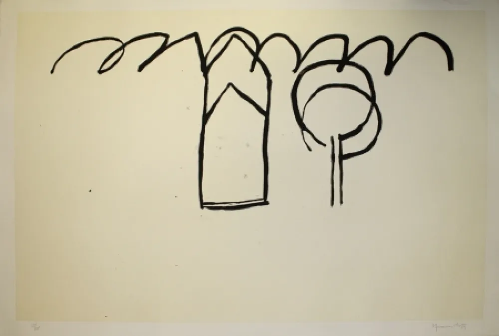 Aguatinta Hernandez Pijuan - Cases i arbres 1