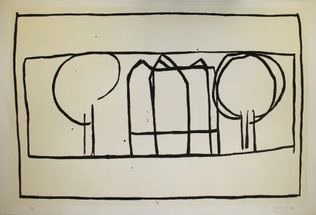 Aguatinta Hernandez Pijuan - Cases i arbres 2