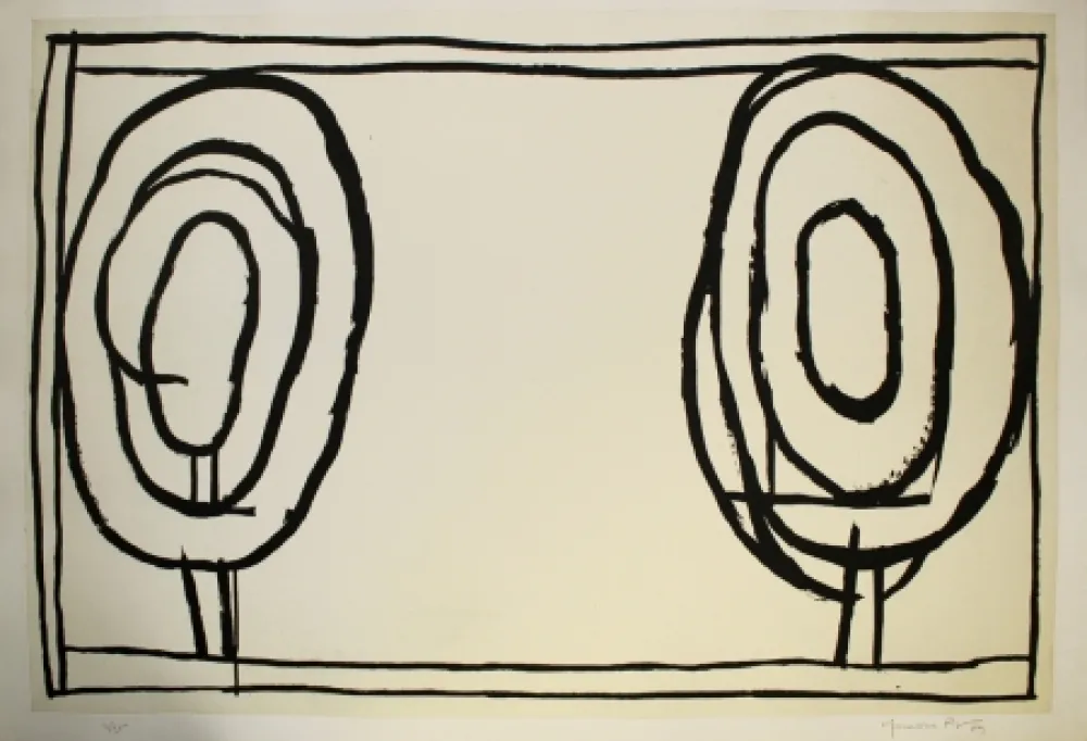 Aguatinta Hernandez Pijuan - Cases i arbres 3