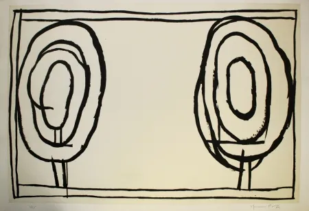 Aguatinta Hernandez Pijuan - Cases i arbres 3